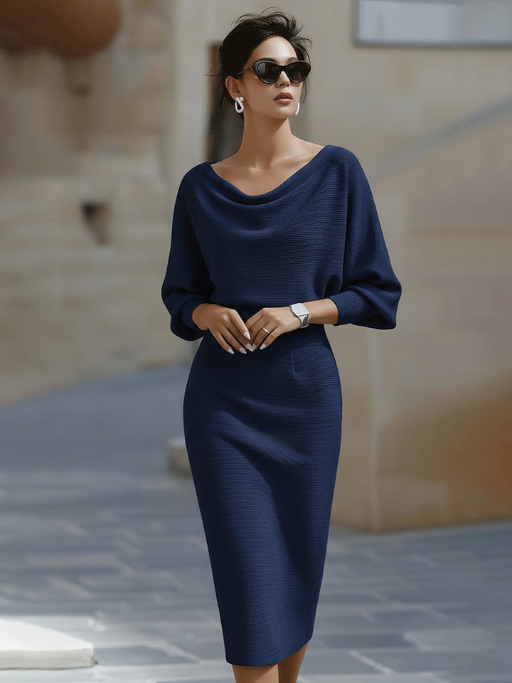 Women's Elegant Cowl Midi Dress