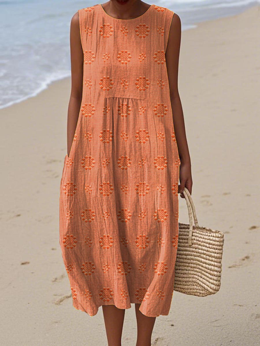 Women's Sleeveless Textured Midi Dress