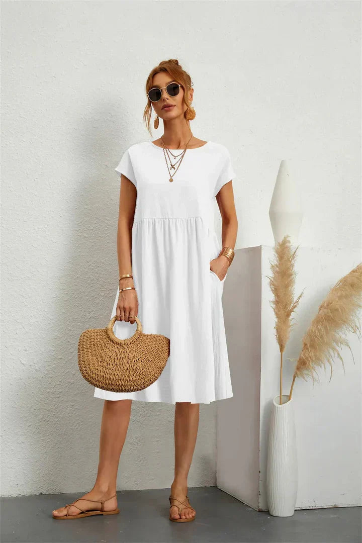 Casual Short Sleeve Pocket Dress for Women