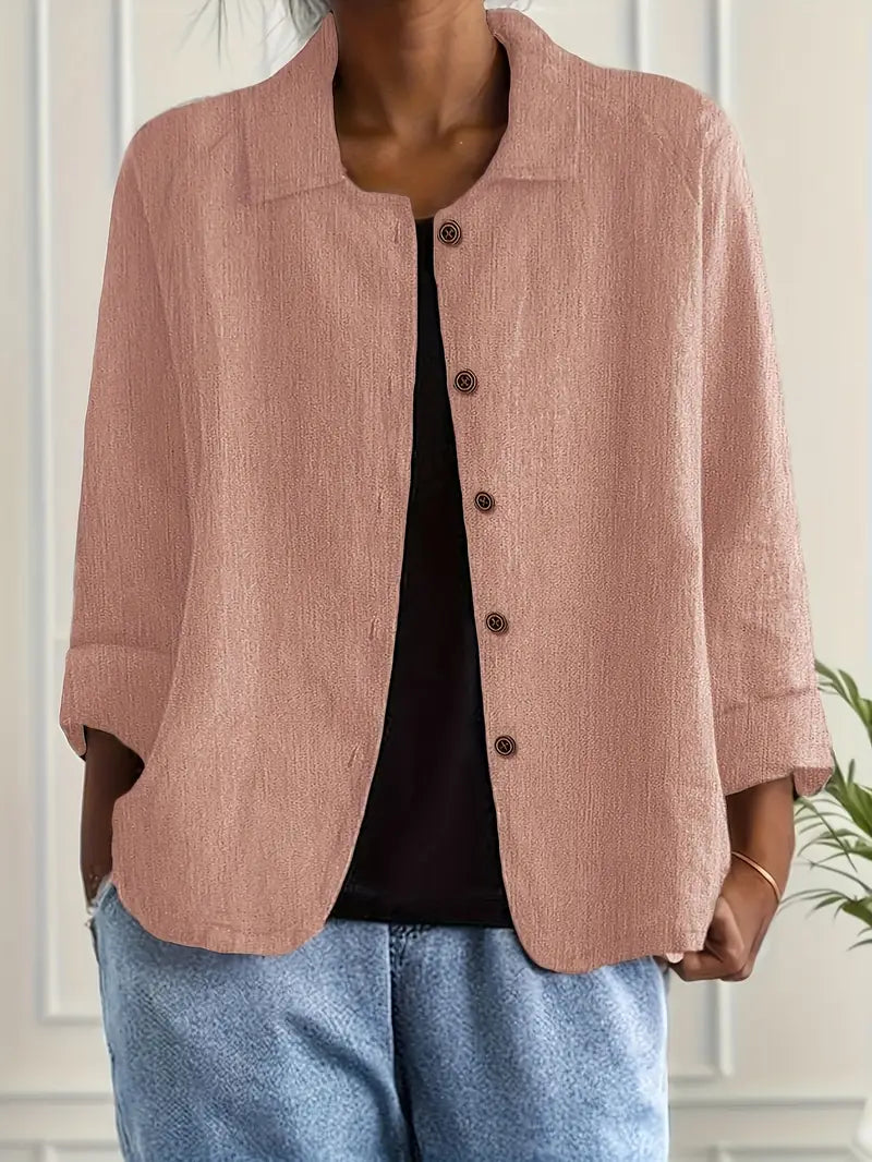 Women's Light Button Front Top | 3/4 Sleeve