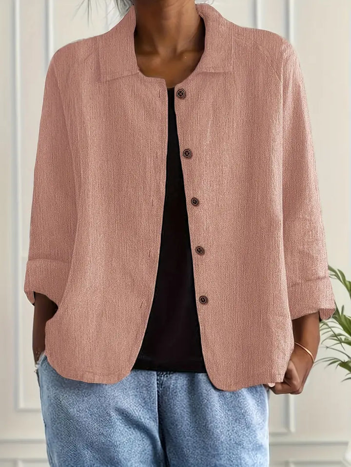 Women's Light Button Front Top | 3/4 Sleeve