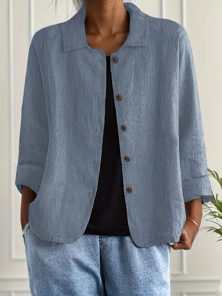 Women's Light Button Front Top | 3/4 Sleeve