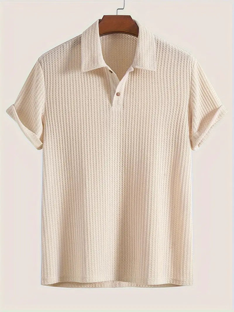 Casual Textured Short Sleeve Polo Shirt