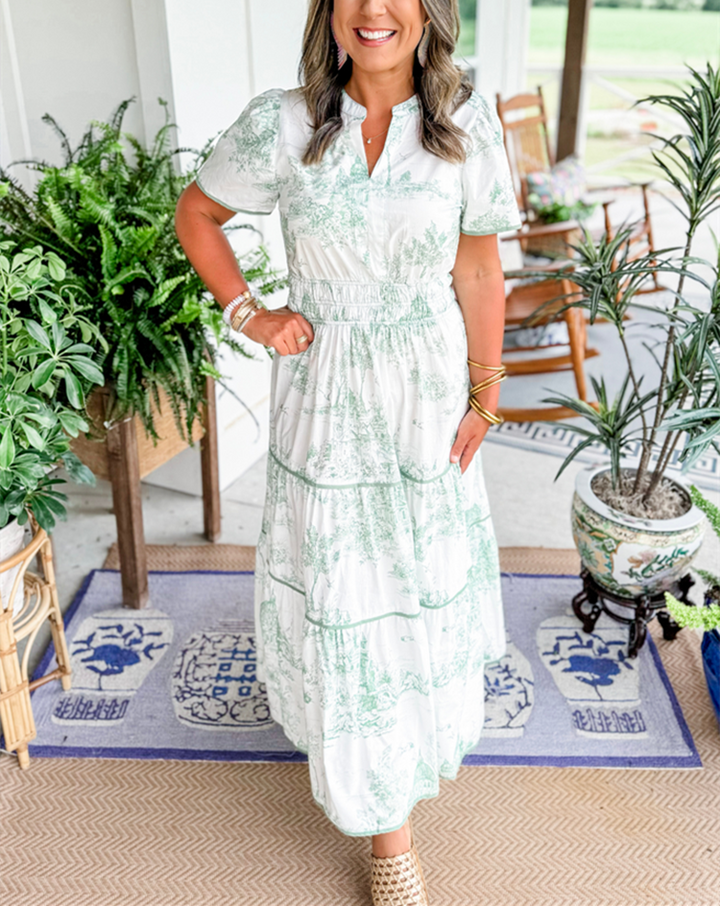 Women’s Classic Toile Tiered Maxi Dress