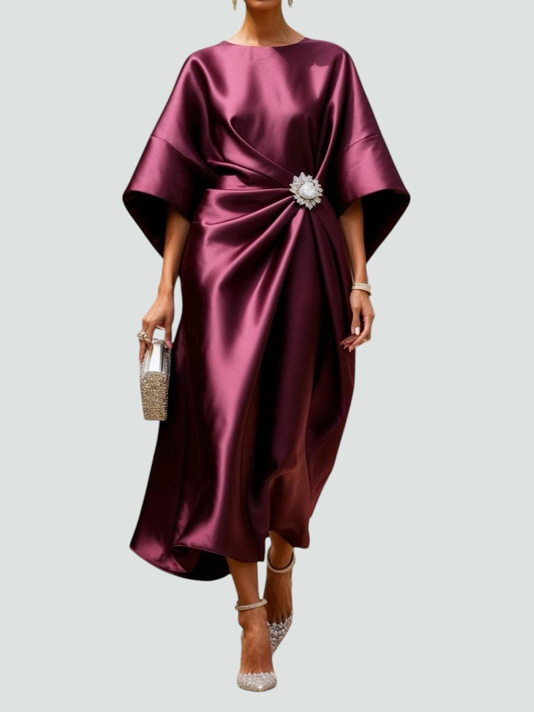 Women's  Elegant Long Dress | Batwing Sleeve