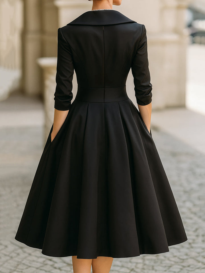 Midi Dress | Women's Elegant Wrap V-Neck