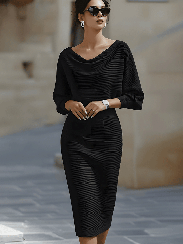 Women's Elegant Cowl Midi Dress