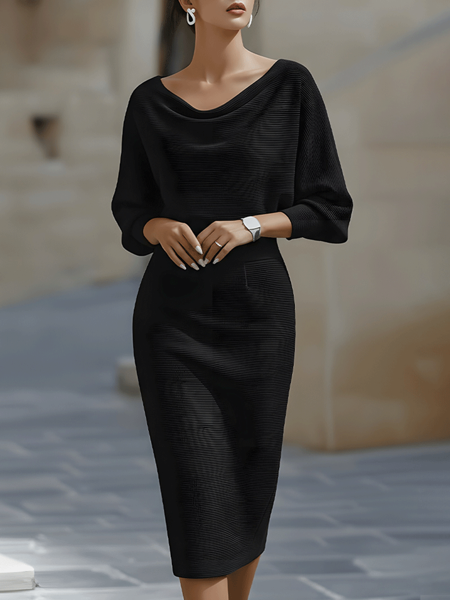 Women's Elegant Cowl Midi Dress