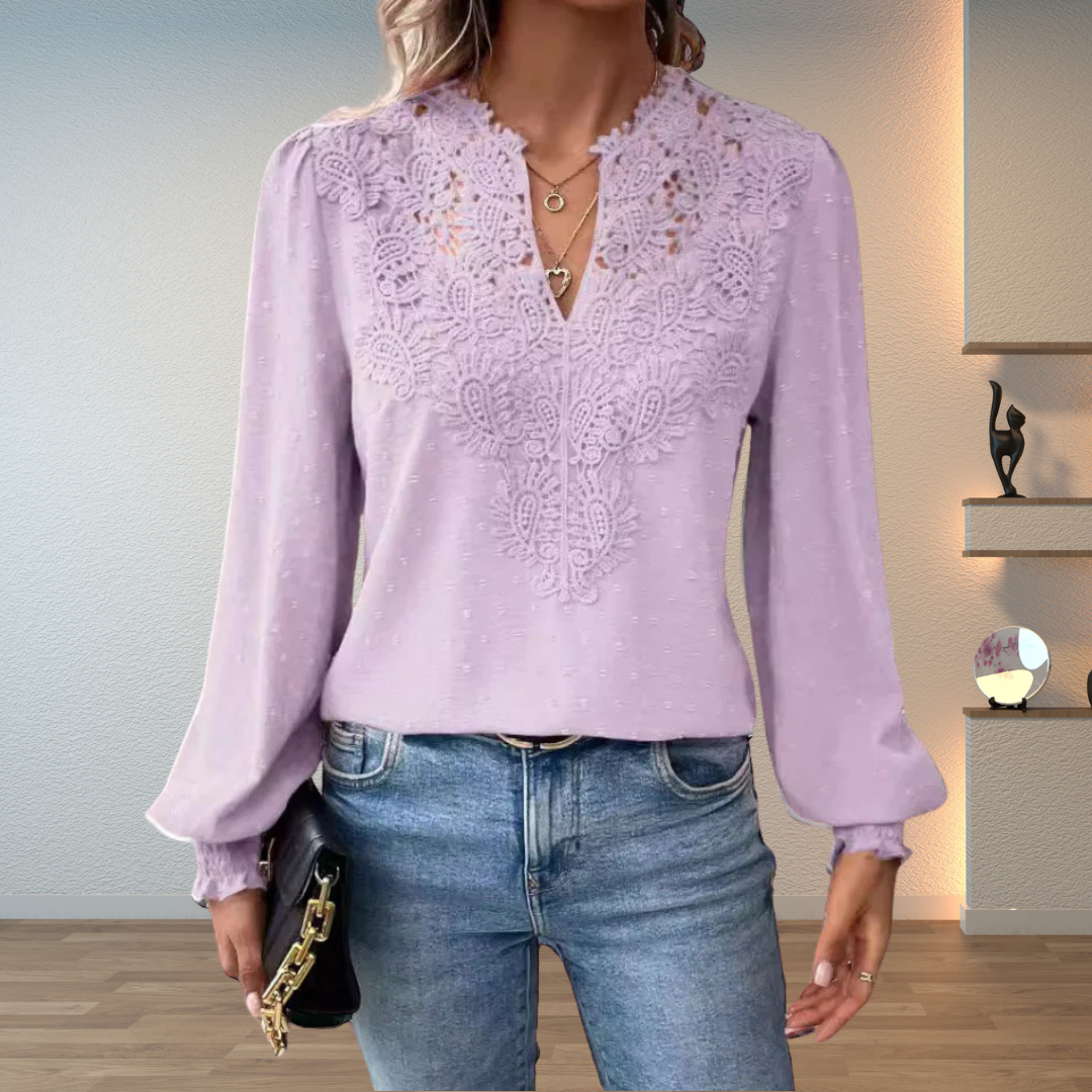 Lightweight & Stylish Blouse | Embroidered V-Neck