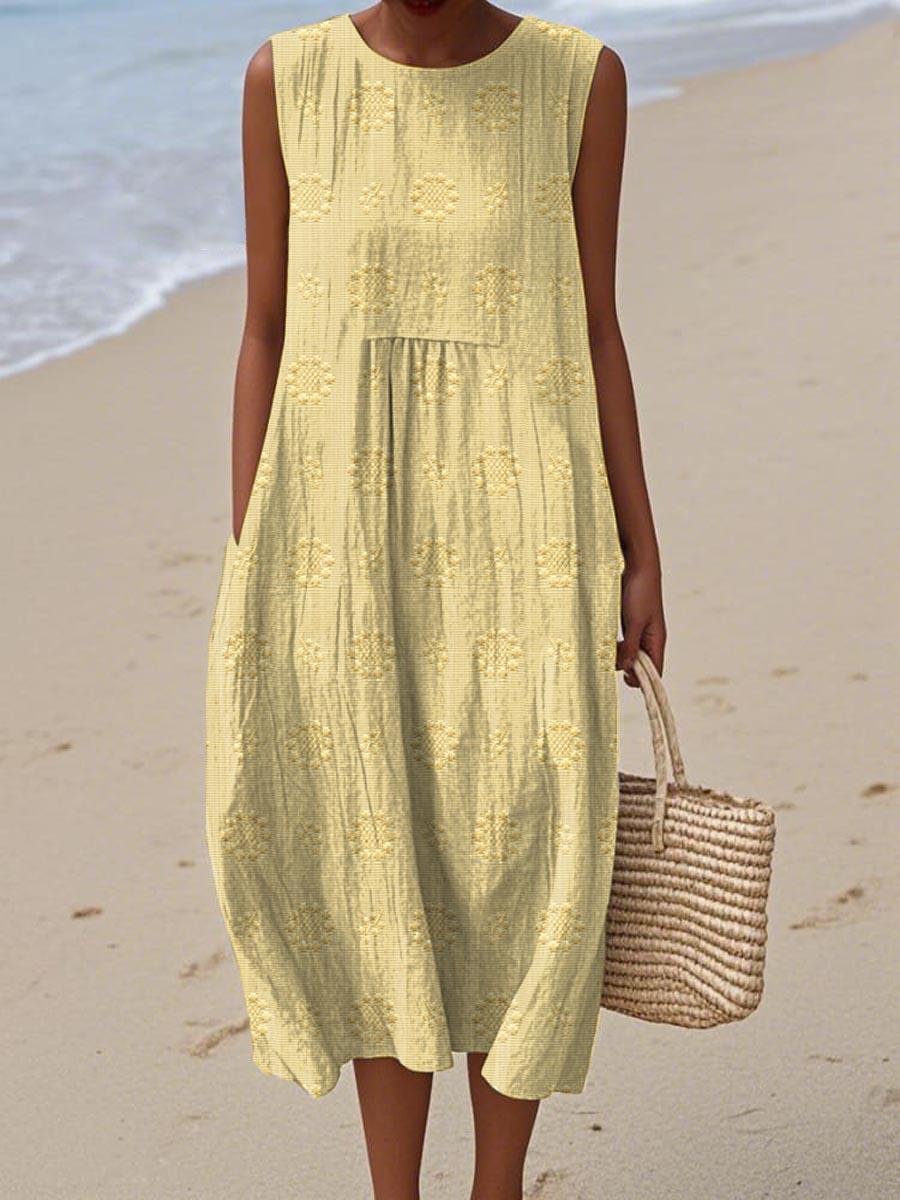 Women's Sleeveless Textured Midi Dress