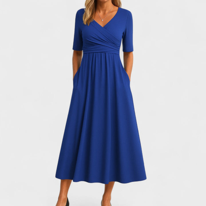 Elegant Midi Dress | Women’s Wrap V Neck