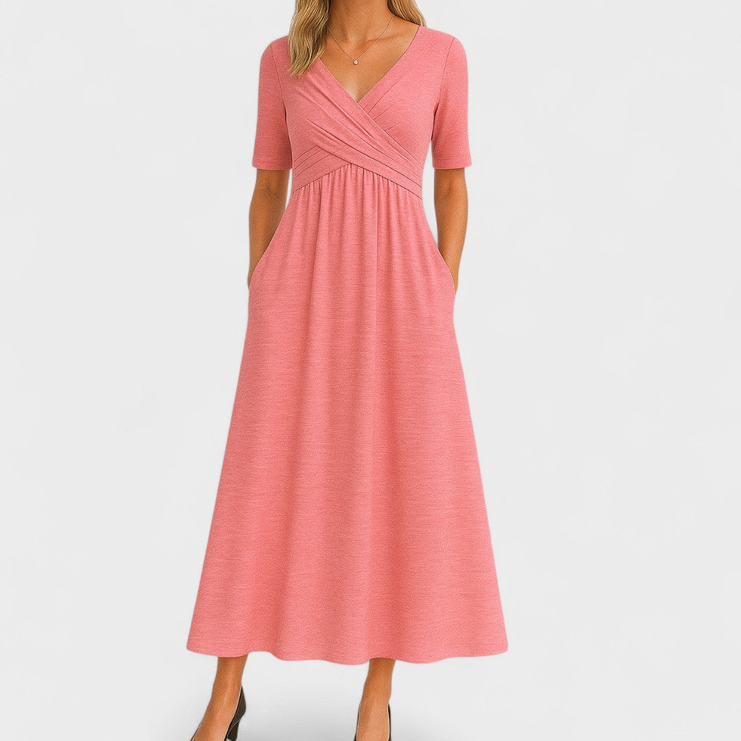 Elegant Midi Dress | Women’s Wrap V Neck