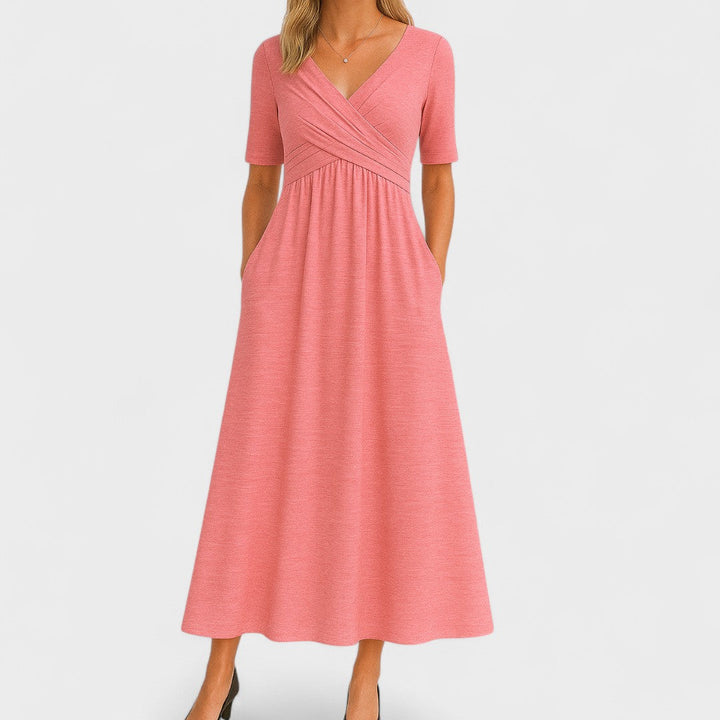 Elegant Midi Dress | Women’s Wrap V Neck
