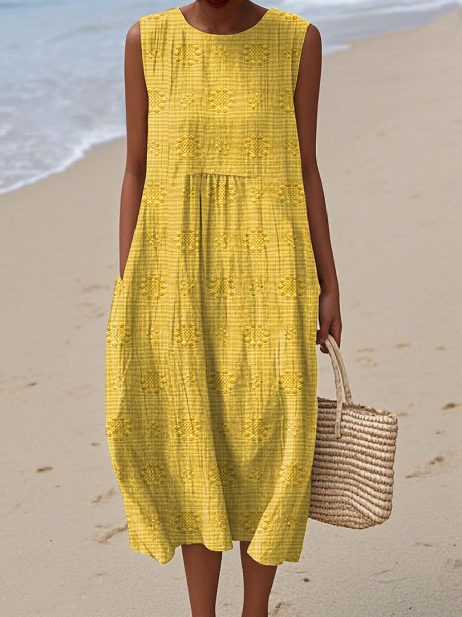 Women's Sleeveless Textured Midi Dress