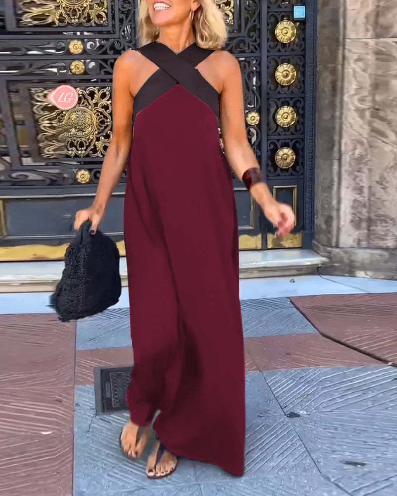 Cross Halter Neck Sleeveless Dress