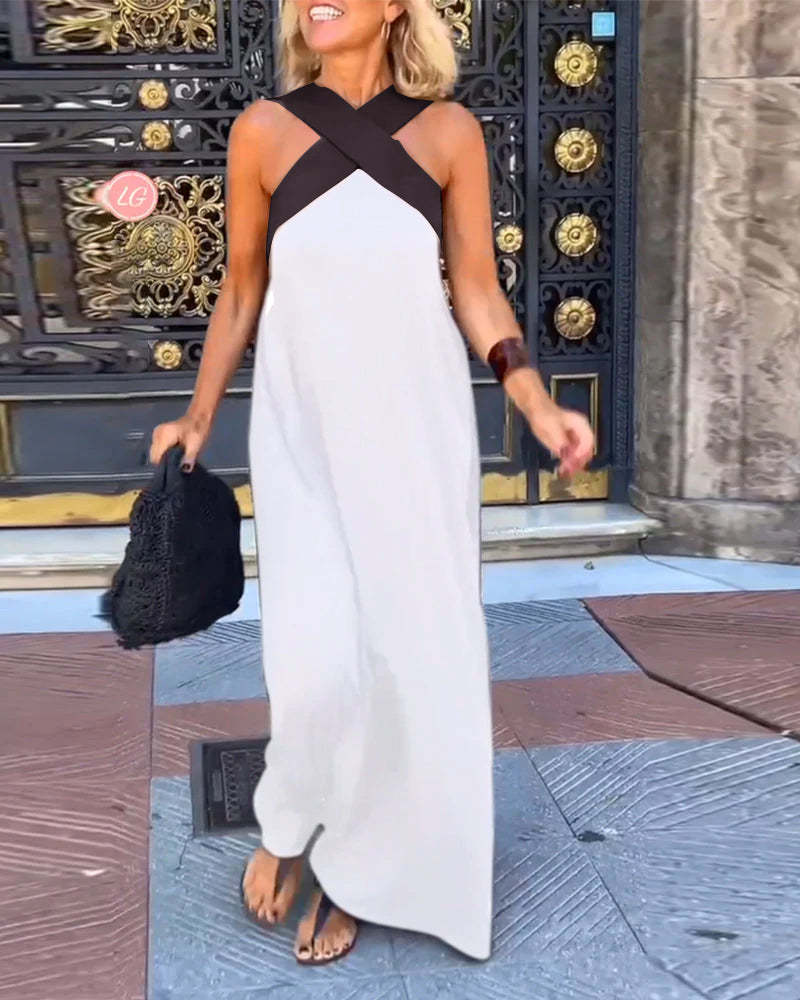 Cross Halter Neck Sleeveless Dress