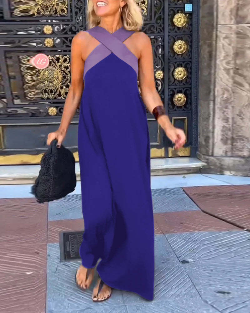 Cross Halter Neck Sleeveless Dress