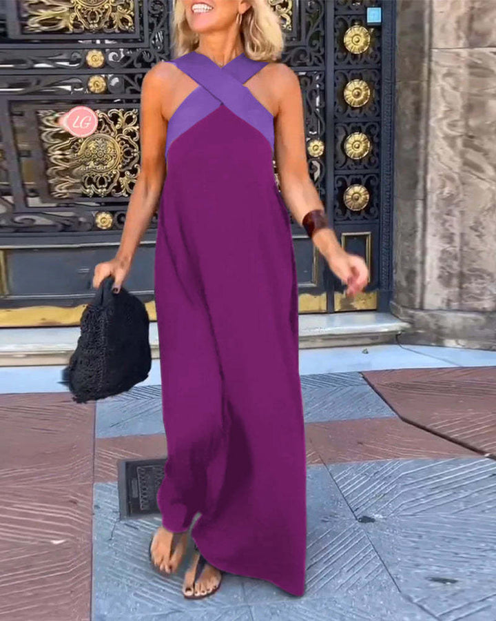Cross Halter Neck Sleeveless Dress