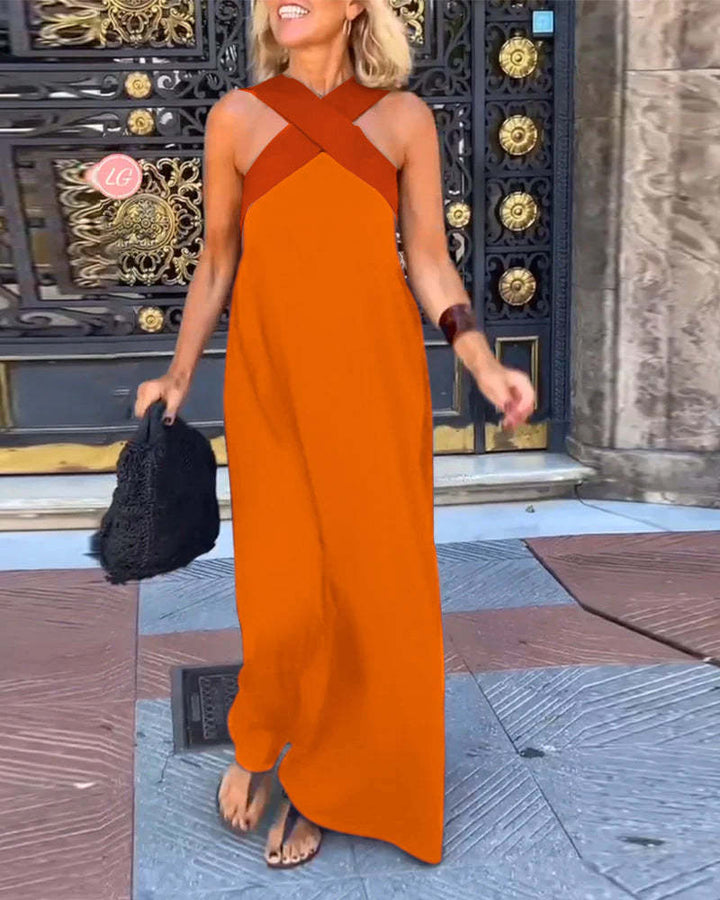 Cross Halter Neck Sleeveless Dress