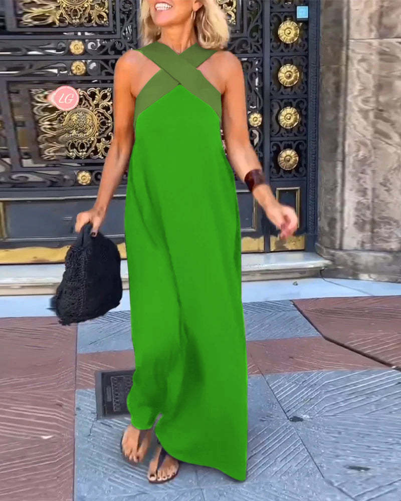 Cross Halter Neck Sleeveless Dress