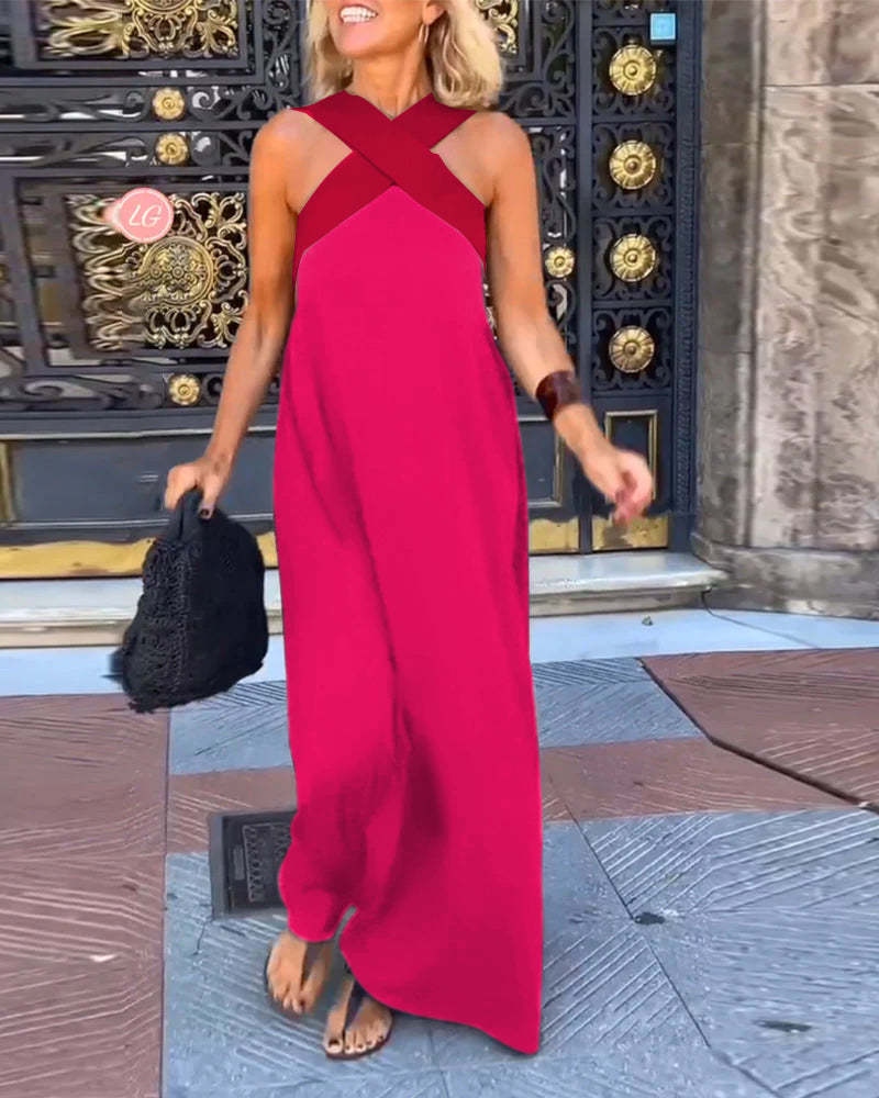 Cross Halter Neck Sleeveless Dress
