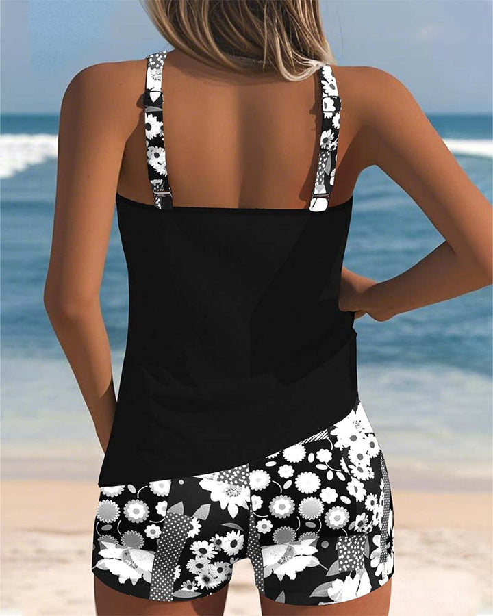 Two-Piece Swimsuit Floral Comfort Shorts