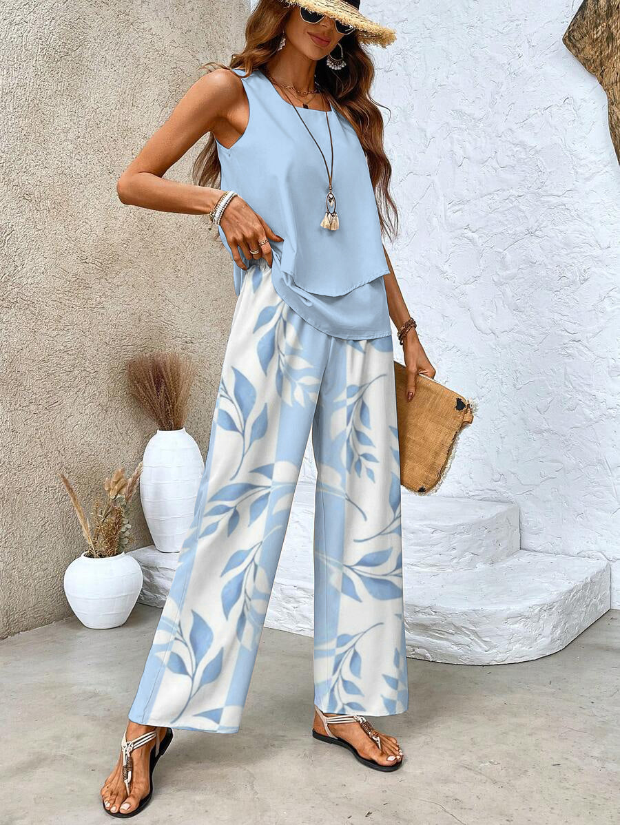 ChicTwo Co-Ord Set | Women's Sleeveless Wide Leg