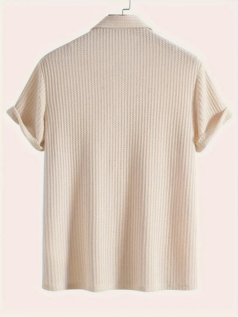 Casual Textured Short Sleeve Polo Shirt