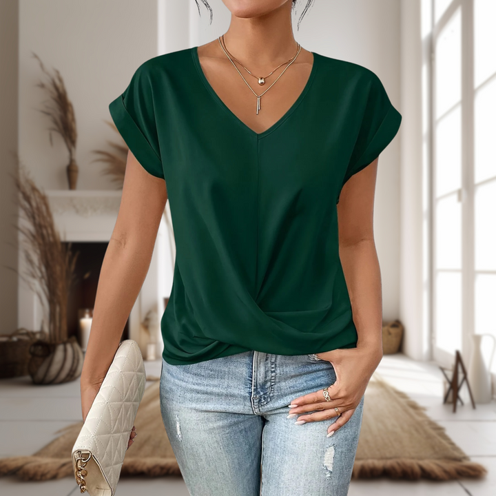 Women's Casual Top | Sweetheart Neck Twist Hem