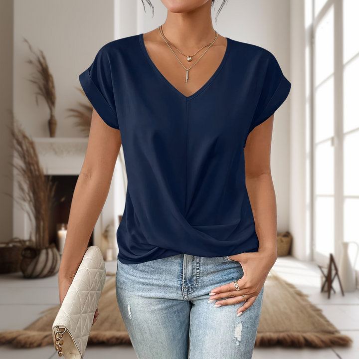 Women's Casual Top | Sweetheart Neck Twist Hem