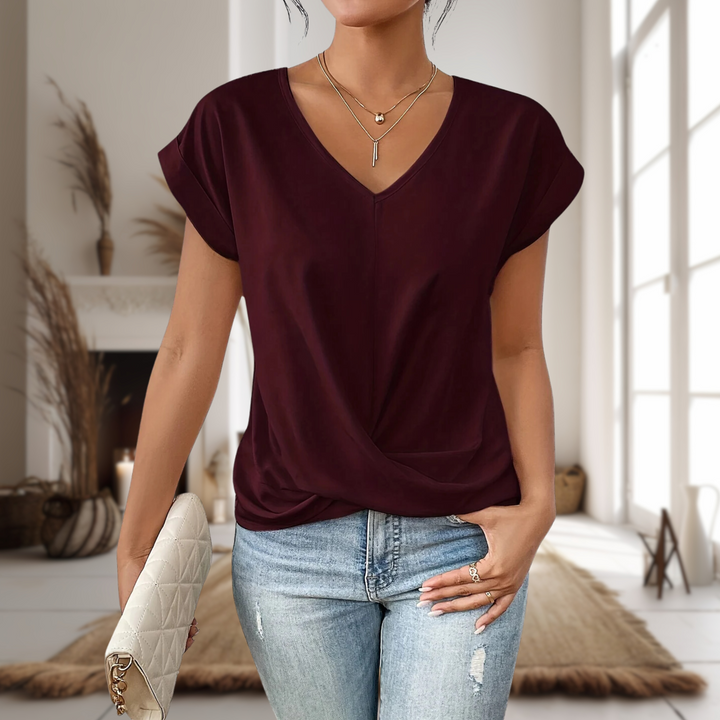Women's Casual Top | Sweetheart Neck Twist Hem