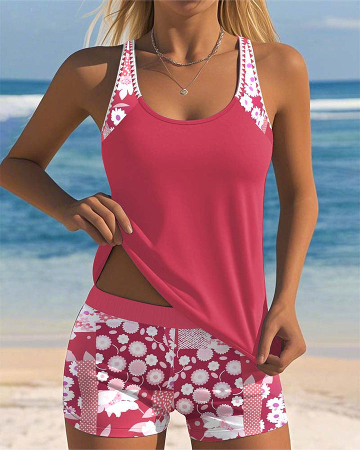 Two-Piece Swimsuit Floral Comfort Shorts