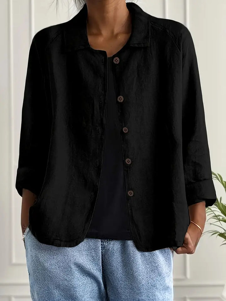 Women's Light Button Front Top | 3/4 Sleeve