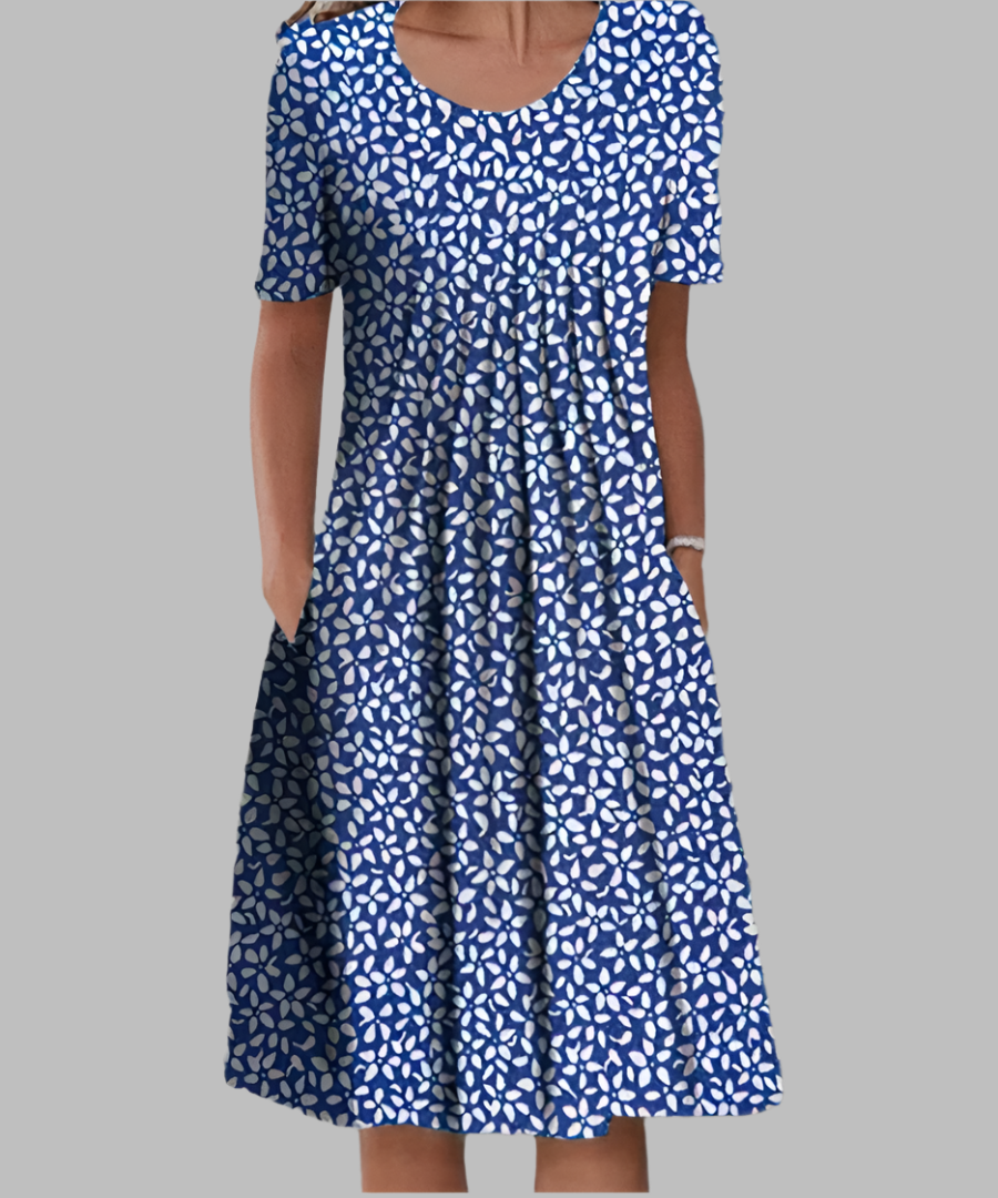Elegant Floral Short Sleeve Dress for Women