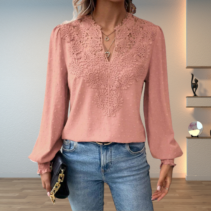 Lightweight & Stylish Blouse | Embroidered V-Neck
