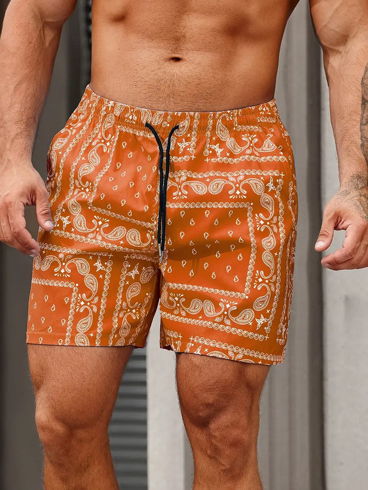 Men's Comfortable Bandana Print Swim Shorts
