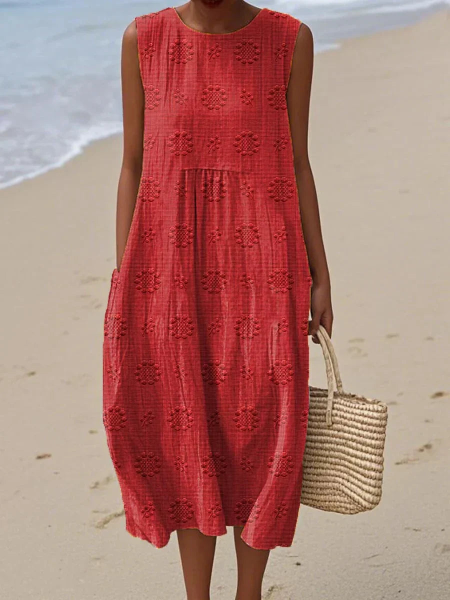Women's Sleeveless Textured Midi Dress