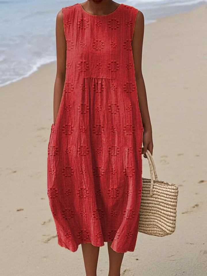 Women's Sleeveless Textured Midi Dress