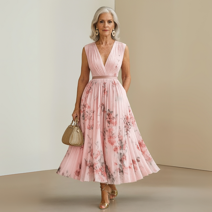 Women's Floral Midi Dress | Flowy Sleeveless