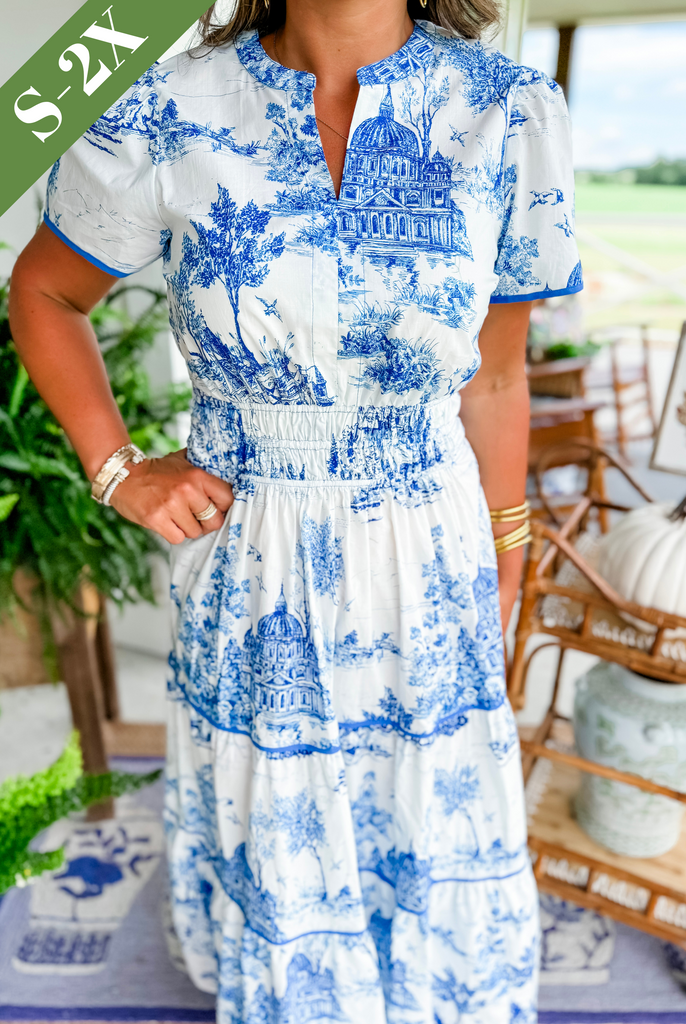 Women’s Classic Toile Tiered Maxi Dress