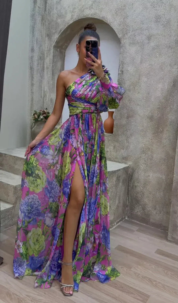 Women's One Shoulder Maxi Dress | Elegant Flowy