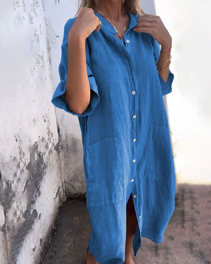 Women’s Boho Shirt Dress | Button Front Loose