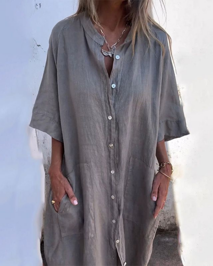 Women’s Boho Shirt Dress | Button Front Loose