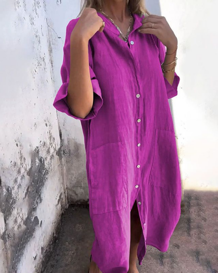 Women’s Boho Shirt Dress | Button Front Loose