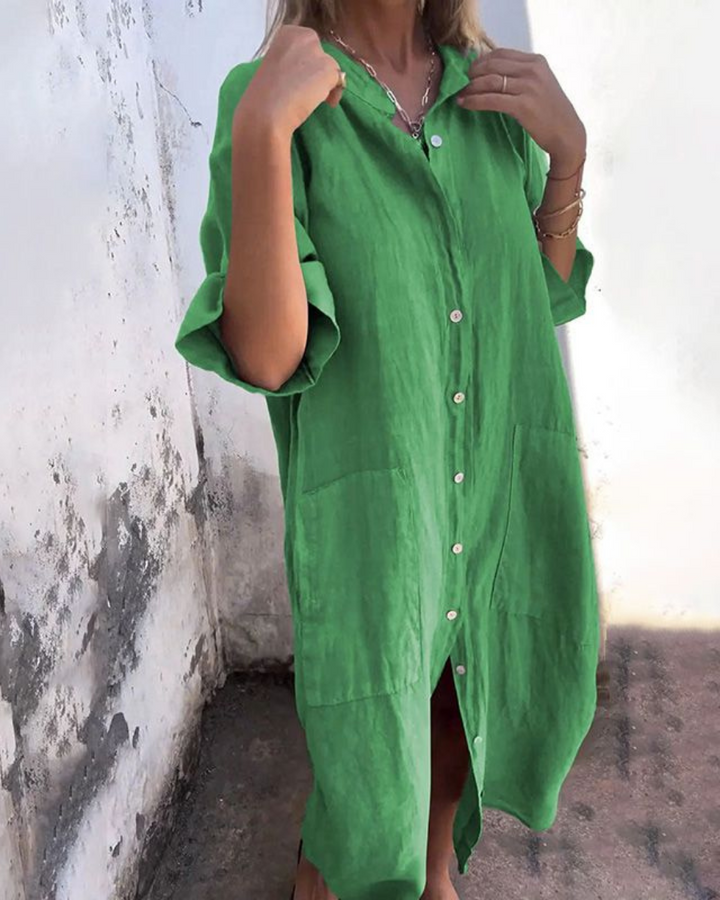 Women’s Boho Shirt Dress | Button Front Loose