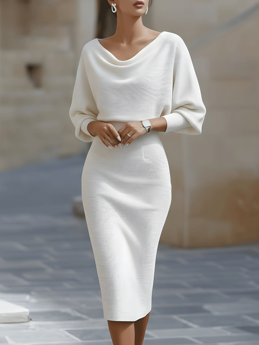 Women's Elegant Cowl Midi Dress
