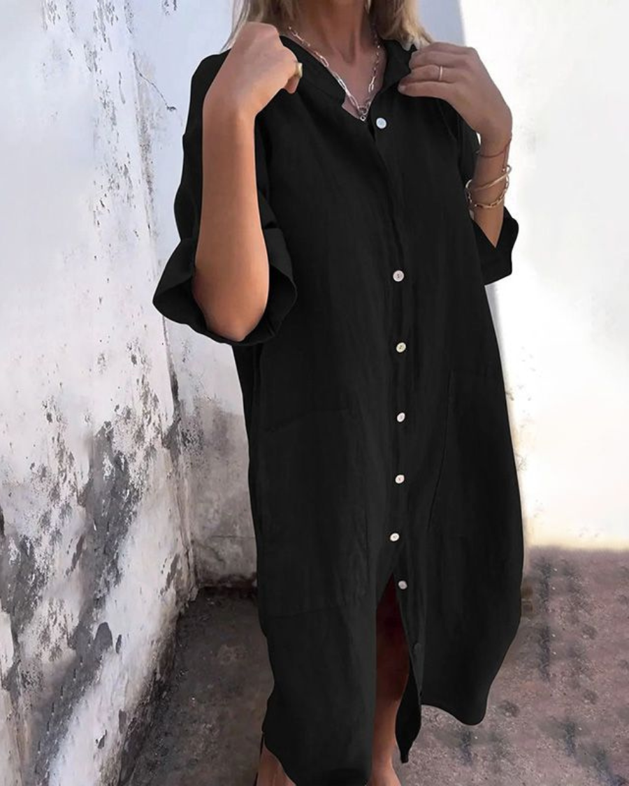 Women’s Boho Shirt Dress | Button Front Loose