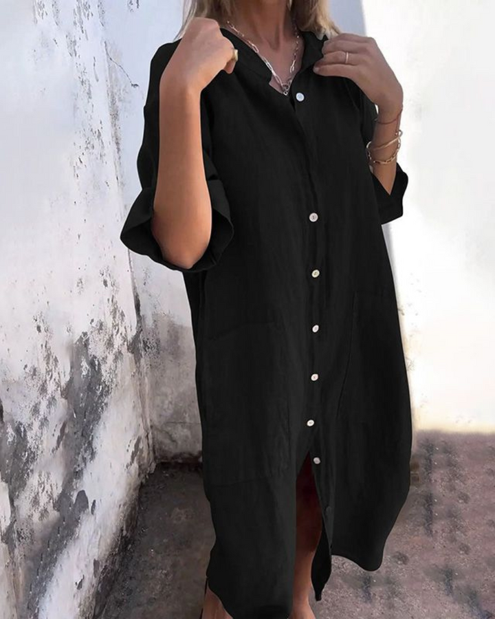 Women’s Boho Shirt Dress | Button Front Loose