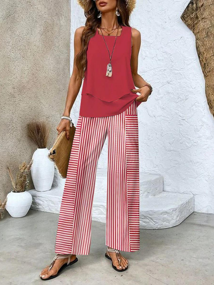 ChicTwo Co-Ord Set | Women's Sleeveless Wide Leg