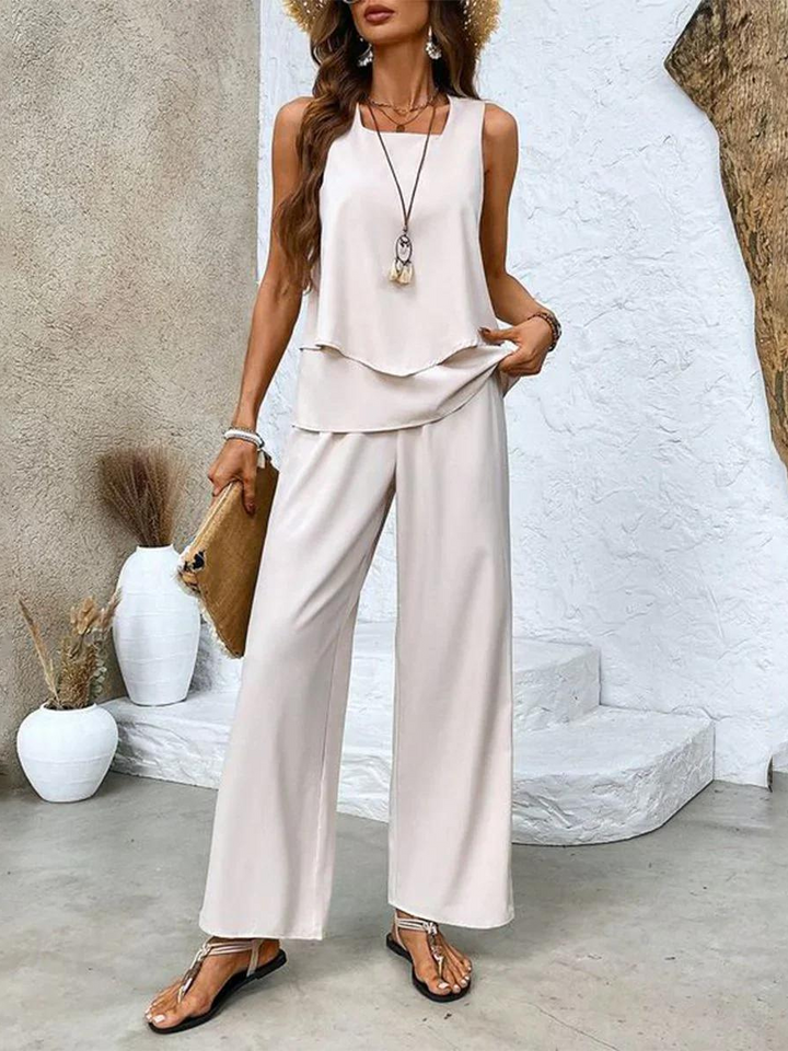 ChicTwo Co-Ord Set | Women's Sleeveless Wide Leg